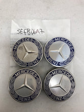 Load image into Gallery viewer, 4PC Mercedes 75MM Classic Dark Blue Wheel Center Hub Caps AMG Wreath 3efb06a7