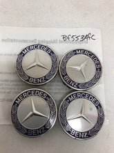 Load image into Gallery viewer, 4PC Mercedes-Benz 75MM Classic Dark Blue Wheel Center Hub Caps AMG Wreath