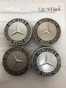 4PC Mercedes-Benz 75MM Classic Dark Blue Wheel Center Hub Caps AMG Wreath