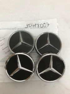 4x for Mercedes-Benz Matte Black Wheel Center Hub Caps Emblem Hubcaps Set 75mm