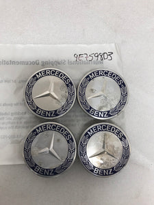 Set of 4 Mercedes 75MM Classic Dark Blue Wheel Center Hub Caps AMG 9e7598d3