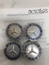 Load image into Gallery viewer, 4PC Mercedes-Benz 75MM Classic Dark Blue Wheel Center Hub Caps AMG Wreath