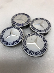 Set of 4 Mercedes-Benz 75MM Classic Dark Blue Wheel Center Hub Caps 96935366