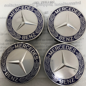 Set of 4 Mercedes 75MM Classic Dark Blue Wheel Center Hub Caps 283e14d2