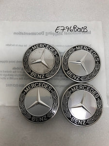 4PC Mercedes-Benz 75MM Classic Dark Blue Wheel Center Hub Caps AMG Wreath