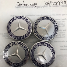 Load image into Gallery viewer, Set of 4 Mercedes 75MM Classic Dark Blue Wheel Center Hub Caps a6f559f0