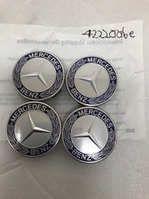 Load image into Gallery viewer, 4PC Mercedes 75MM Classic Dark Blue Wheel Center Hub Caps AMG Wreath 4222aa6e