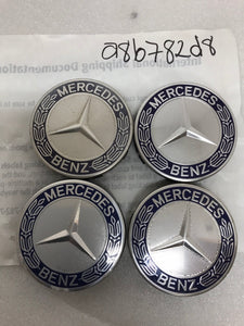 4PC Mercedes 75MM Classic Dark Blue Wheel Center Hub Caps AMG Wreath a8b782d8