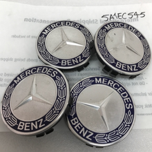 Load image into Gallery viewer, 4PC Mercedes 75MM Classic Dark Blue Wheel Center Hub Caps AMG Wreath 5a1ec545