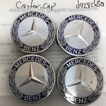 Load image into Gallery viewer, Set of 4 Mercedes 75MM Classic Dark Blue Wheel Center Hub Caps d928c63a