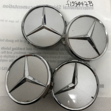 Load image into Gallery viewer, Set of 4 Mercedes-Benz Silver Wheel Center Hub Caps 75mm f139447b