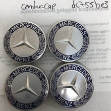 Load image into Gallery viewer, Set of 4 Mercedes 75MM Classic Dark Blue Wheel Center Hub Caps dc755be3