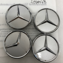 Load image into Gallery viewer, Set of 4 Mercedes-Benz Silver Wheel Center Hub Caps 75mm f139447b