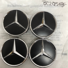 Load image into Gallery viewer, Set of 4 Mercedes-Benz Matte Black Wheel Center Hub Caps 75mm bc2a54be