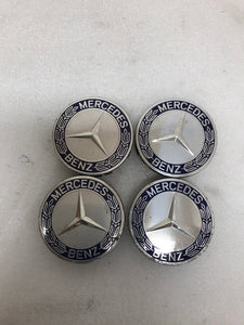 4PC Mercedes-Benz 75MM Classic Dark Blue Wheel Center Hub Caps AMG Wreath