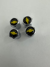 Load image into Gallery viewer, Set of 4 Universal Chevrolet Silver  Wheel Stem Air Valve Caps