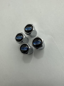Set of 4 Universal Ford Silver  Wheel Stem Air Valve Caps