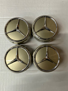 SET OF 4 FITS75MM MERCEDES BENZ WHEEL RAISED CENTER CAPS  HUBCAPS