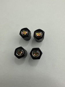 Set of 4 Universal Cadillac Black Wheel Stem Air Valve Caps