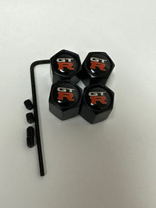 Set of 4 Universal GTR Wheel Stem Air Valve Caps Anti-theft Cover Kit