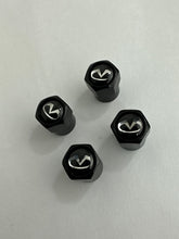 Load image into Gallery viewer, Set of 4 Universal Infiniti Black Wheel Stem Air Valve Caps