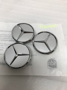 SET OF 3 Mercedes Benz SILVER CENTER CAPS A1714000125
