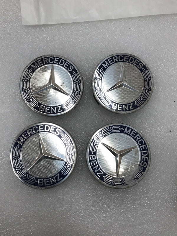Set of 4 75mm Wheel Center Hub Caps Hubcaps Emblem Logo Dark Blue For Mercedes Benz