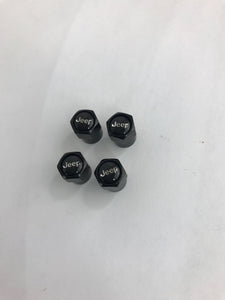 Set of 4 Universal Jeep Black Wheel Stem Air Valve Caps