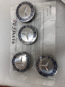 Set of 4 75mm Wheel Center Hub Caps Hubcaps Emblem Logo Dark Blue For Mercedes Benz
