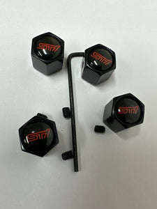 Set of 4 Universal STI  Wheel Stem Air Valve Caps Anti-theft Cover Kit