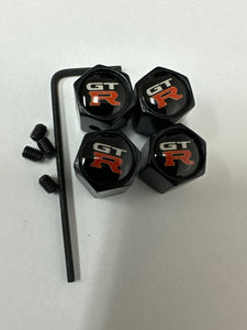 Set of 4 Universal GTR Wheel Stem Air Valve Caps Anti-theft Cover Kit