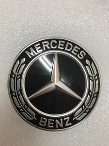 Set of 3 MERCEDES HUB COVERS 75 mm PARBERRY WREATH BLACK NEW A2224002200