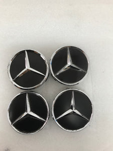 4x Mercedes-Benz Matte Black Wheel Center Hub Caps Set 75mm 15566df6