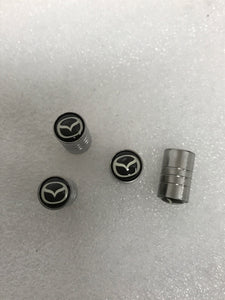 Set of 4 Universal Mazda Silver Wheel Stem Air Valve Capsf