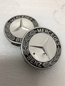 Mercedes-Benz 75MM Classic Dark Wheel Center Hub Caps AMG Wreath