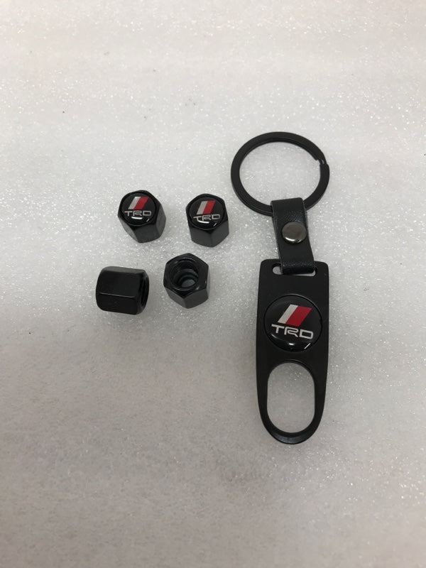 Set of 4 TRD Racing Development Tire Valve Stem Caps With Key