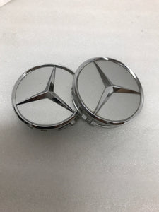 SET OF 2 Mercedes Benz SILVER Center Caps 2204000125 (75 MM)