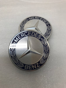Set of 2 Center Caps SILVER Mercedes Benz A1714000025