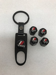 Set of 4 TRD Racing Development Tire Valve Stem Caps With Key