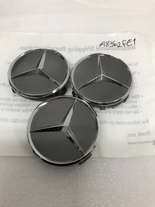 SET OF 3 BLACK Mercedes-Benz Wheel Center Cap 75mm A2204000125
