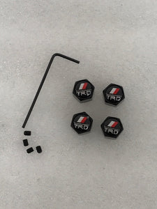 Set of 4 TRD Racing Development Tire Valve Stem Caps For Car, Truck Universal Fitting with key