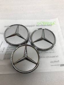 SET OF 3 Mercedes Benz SILVER  Center Caps A1714000125 (75 MM)