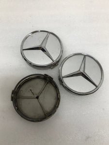 SET OF 3 Mercedes Benz SILVER  Center Caps A1714000125 (75 MM)