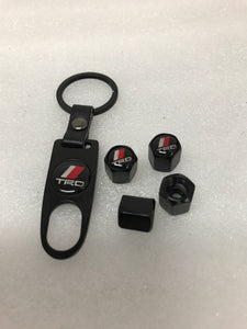 Set of 4 TRD Racing Development Tire Valve Stem Caps With Key